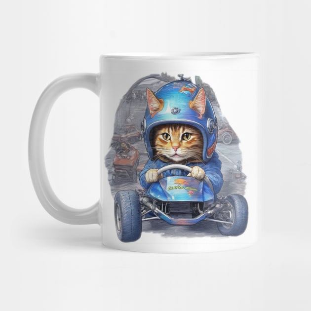 cat go kart racing by JnS Merch Store